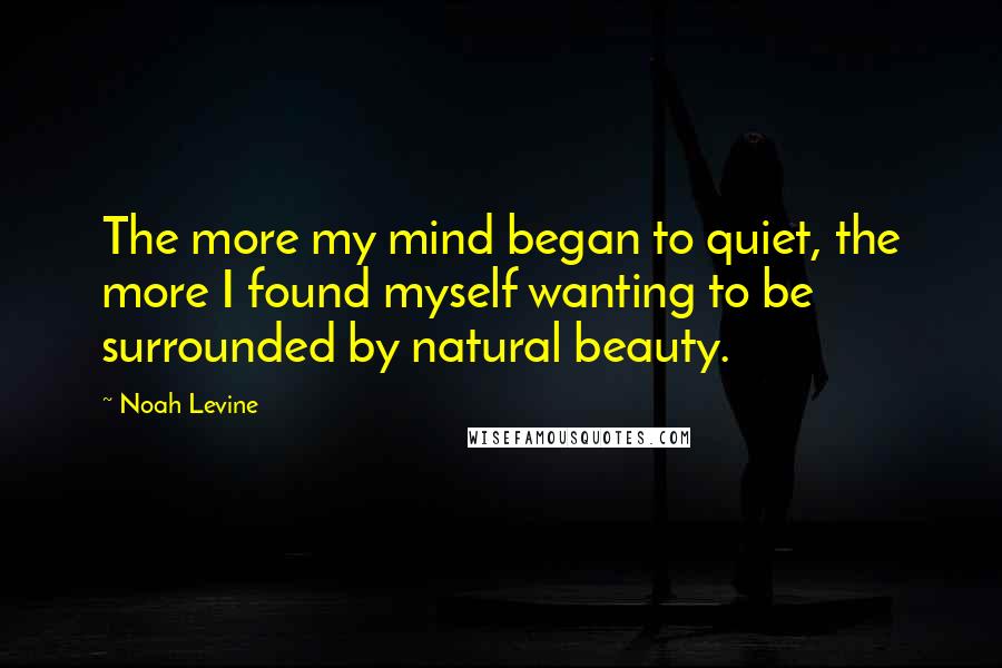 Noah Levine Quotes: The more my mind began to quiet, the more I found myself wanting to be surrounded by natural beauty.