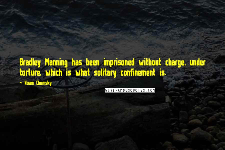 Noam Chomsky Quotes: Bradley Manning has been imprisoned without charge, under torture, which is what solitary confinement is.