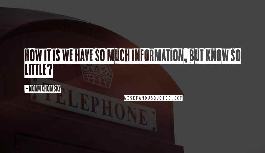 Noam Chomsky Quotes: How it is we have so much information, but know so little?