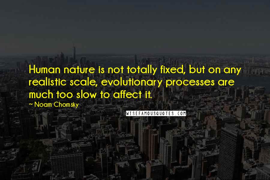 Noam Chomsky Quotes: Human nature is not totally fixed, but on any realistic scale, evolutionary processes are much too slow to affect it.