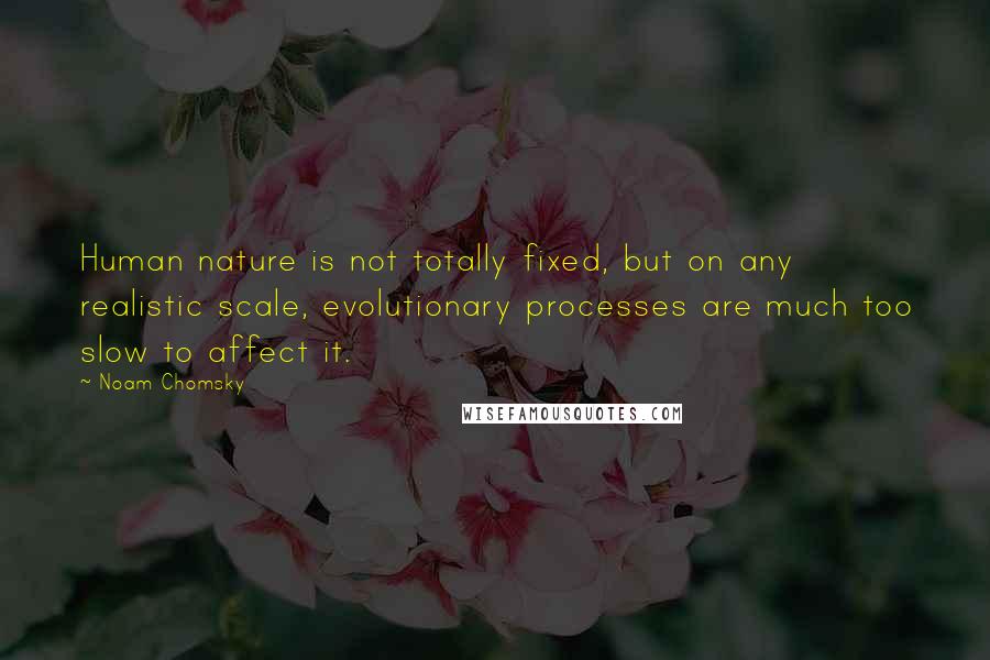 Noam Chomsky Quotes: Human nature is not totally fixed, but on any realistic scale, evolutionary processes are much too slow to affect it.