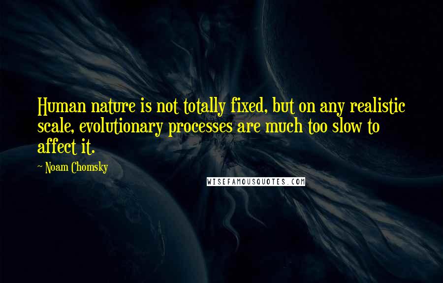 Noam Chomsky Quotes: Human nature is not totally fixed, but on any realistic scale, evolutionary processes are much too slow to affect it.
