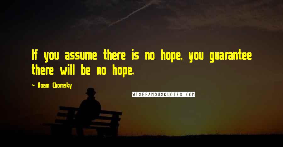 Noam Chomsky Quotes: If you assume there is no hope, you guarantee there will be no hope.