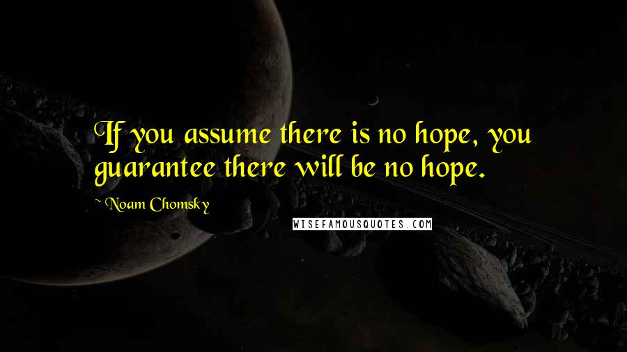 Noam Chomsky Quotes: If you assume there is no hope, you guarantee there will be no hope.