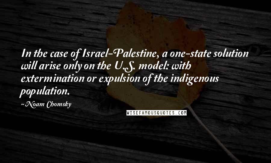 Noam Chomsky Quotes: In the case of Israel-Palestine, a one-state solution will arise only on the U.S. model: with extermination or expulsion of the indigenous population.