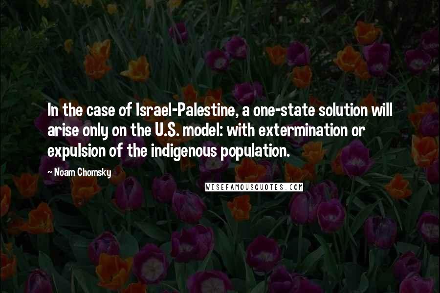 Noam Chomsky Quotes: In the case of Israel-Palestine, a one-state solution will arise only on the U.S. model: with extermination or expulsion of the indigenous population.