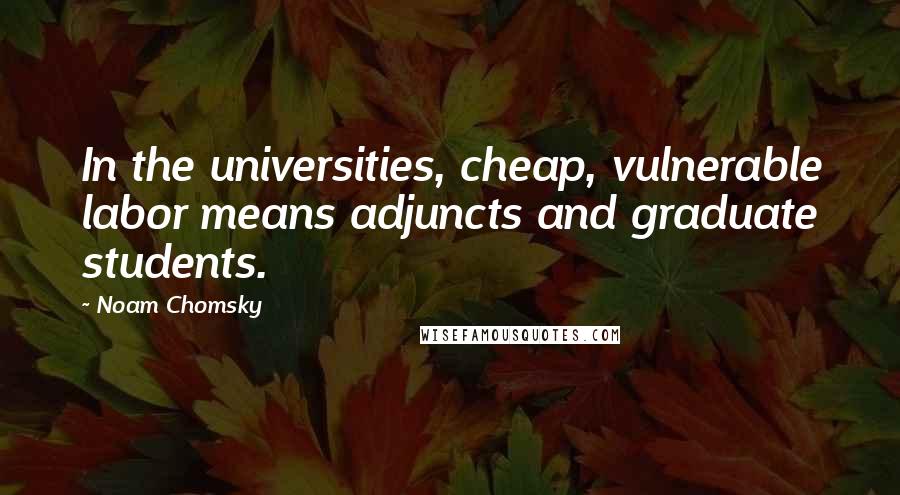 Noam Chomsky Quotes: In the universities, cheap, vulnerable labor means adjuncts and graduate students.