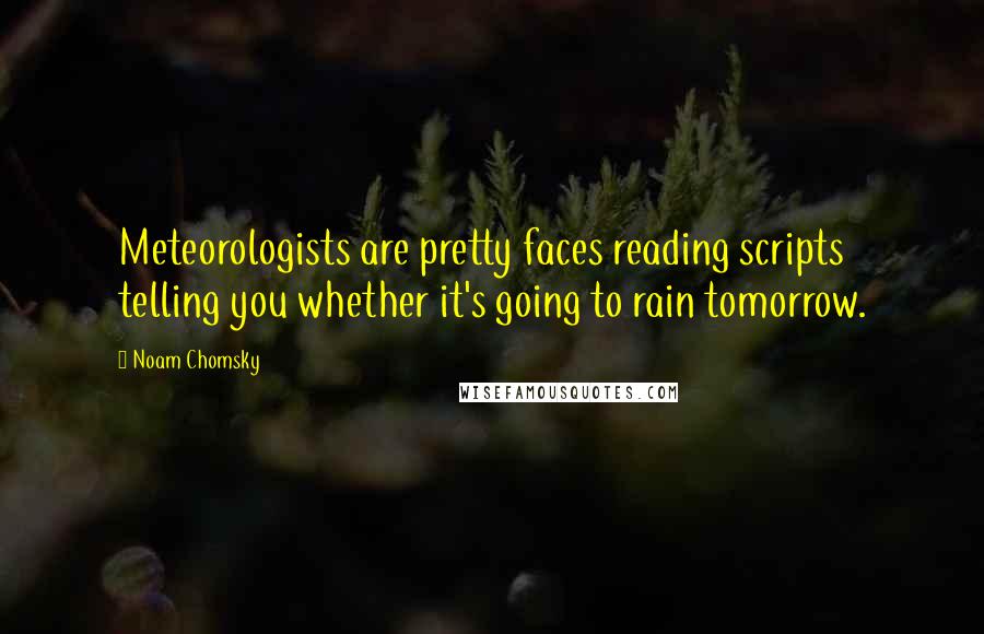 Noam Chomsky Quotes: Meteorologists are pretty faces reading scripts telling you whether it's going to rain tomorrow.