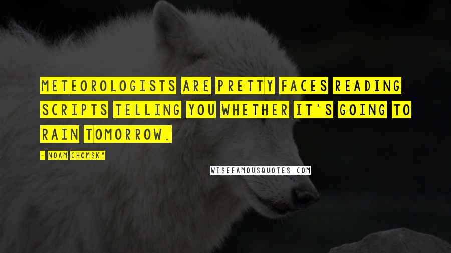 Noam Chomsky Quotes: Meteorologists are pretty faces reading scripts telling you whether it's going to rain tomorrow.