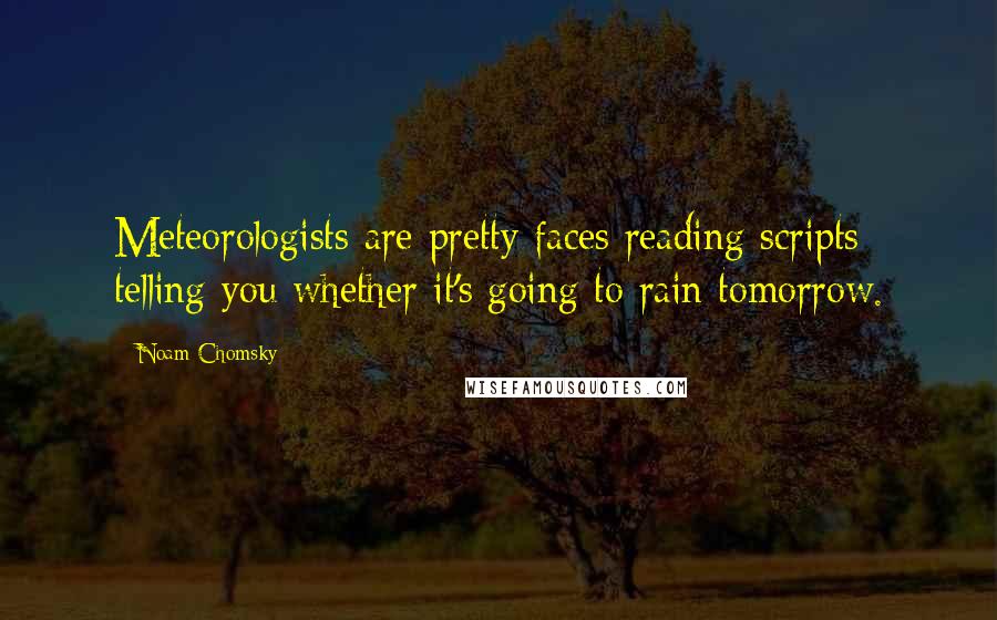 Noam Chomsky Quotes: Meteorologists are pretty faces reading scripts telling you whether it's going to rain tomorrow.