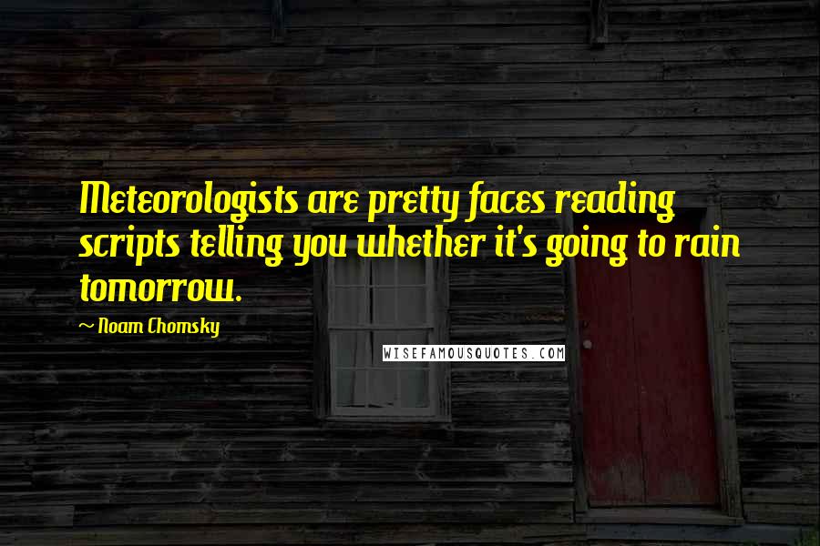 Noam Chomsky Quotes: Meteorologists are pretty faces reading scripts telling you whether it's going to rain tomorrow.