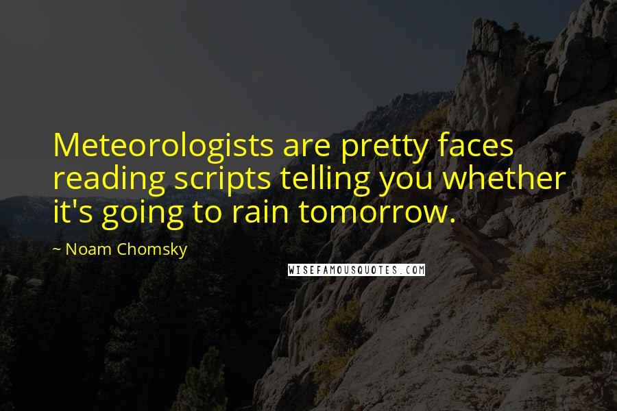 Noam Chomsky Quotes: Meteorologists are pretty faces reading scripts telling you whether it's going to rain tomorrow.