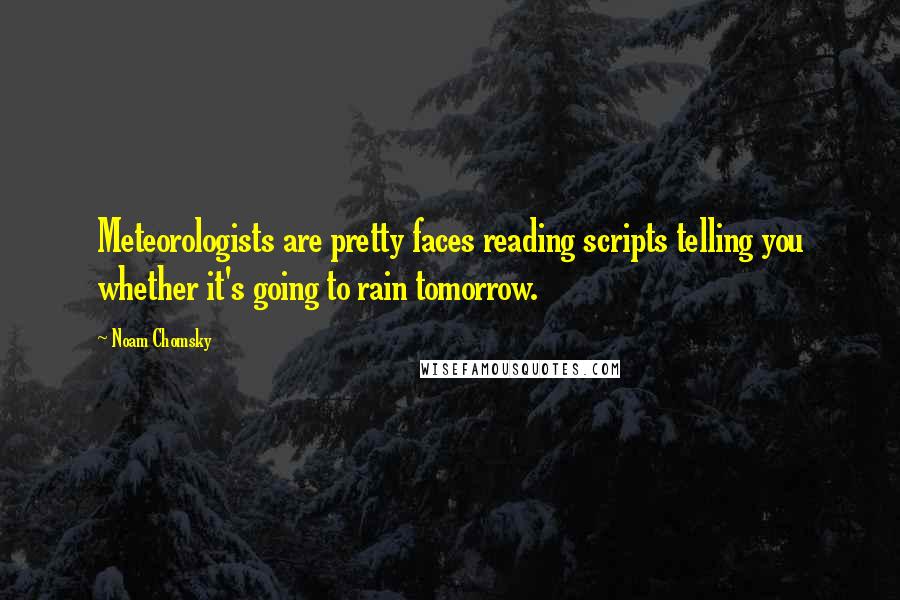 Noam Chomsky Quotes: Meteorologists are pretty faces reading scripts telling you whether it's going to rain tomorrow.