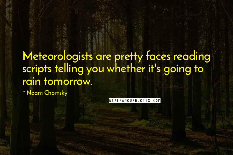 Noam Chomsky Quotes: Meteorologists are pretty faces reading scripts telling you whether it's going to rain tomorrow.