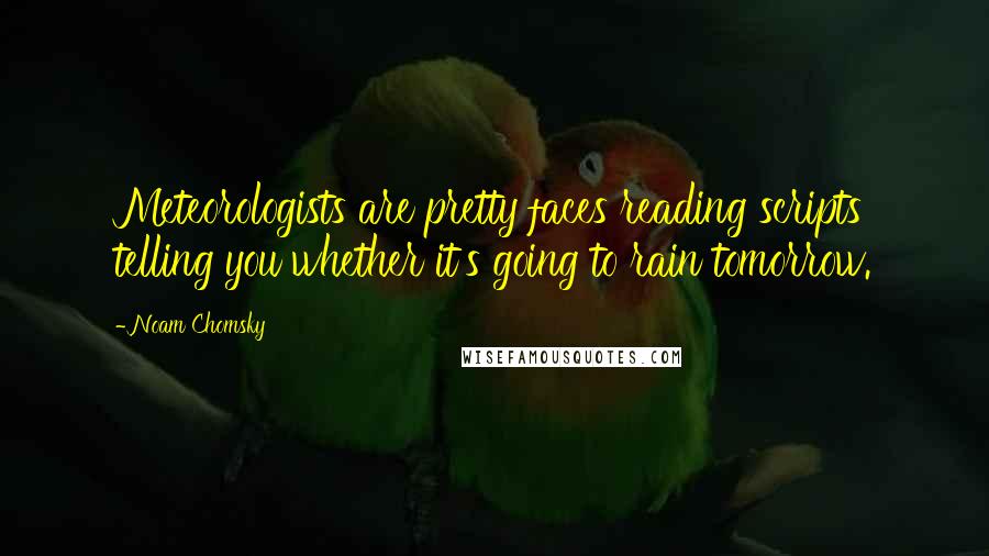 Noam Chomsky Quotes: Meteorologists are pretty faces reading scripts telling you whether it's going to rain tomorrow.