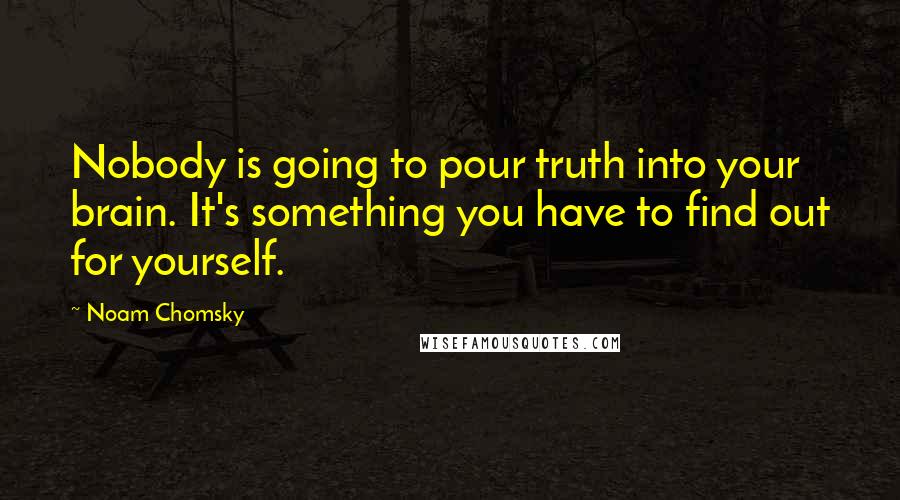 Noam Chomsky Quotes: Nobody is going to pour truth into your brain. It's something you have to find out for yourself.