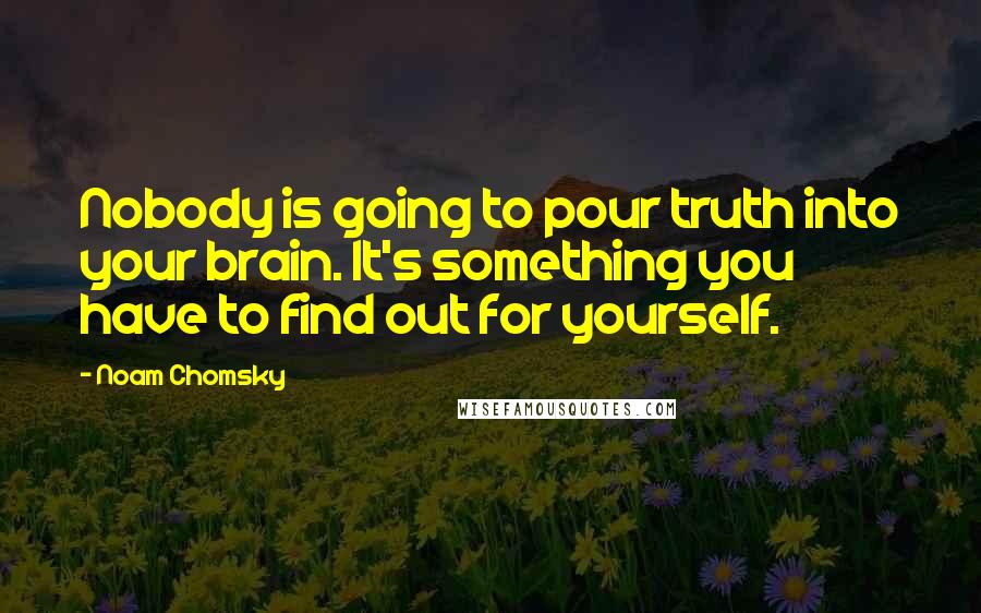 Noam Chomsky Quotes: Nobody is going to pour truth into your brain. It's something you have to find out for yourself.