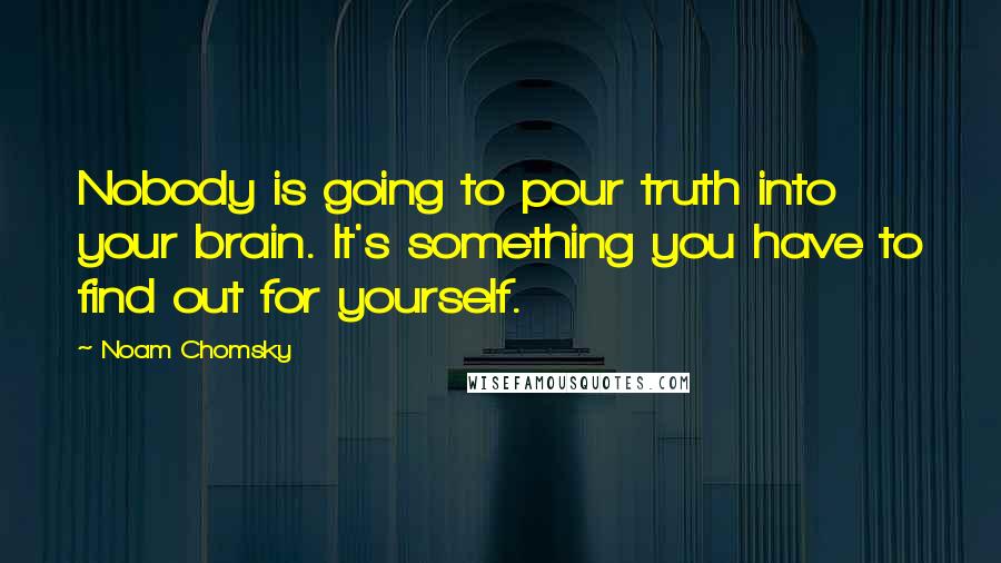 Noam Chomsky Quotes: Nobody is going to pour truth into your brain. It's something you have to find out for yourself.