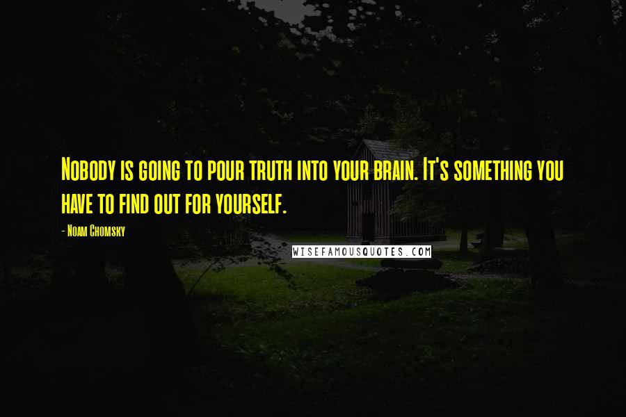 Noam Chomsky Quotes: Nobody is going to pour truth into your brain. It's something you have to find out for yourself.