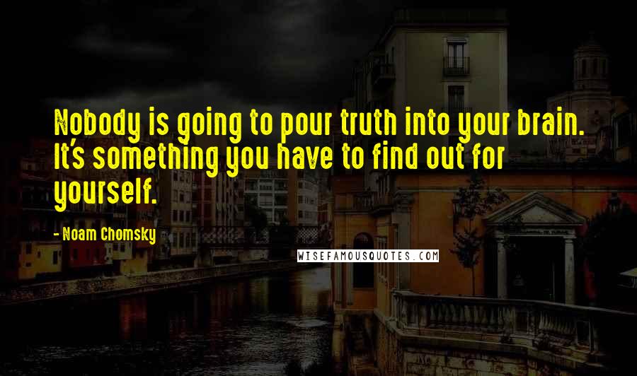 Noam Chomsky Quotes: Nobody is going to pour truth into your brain. It's something you have to find out for yourself.