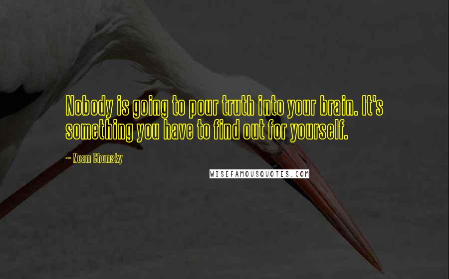 Noam Chomsky Quotes: Nobody is going to pour truth into your brain. It's something you have to find out for yourself.