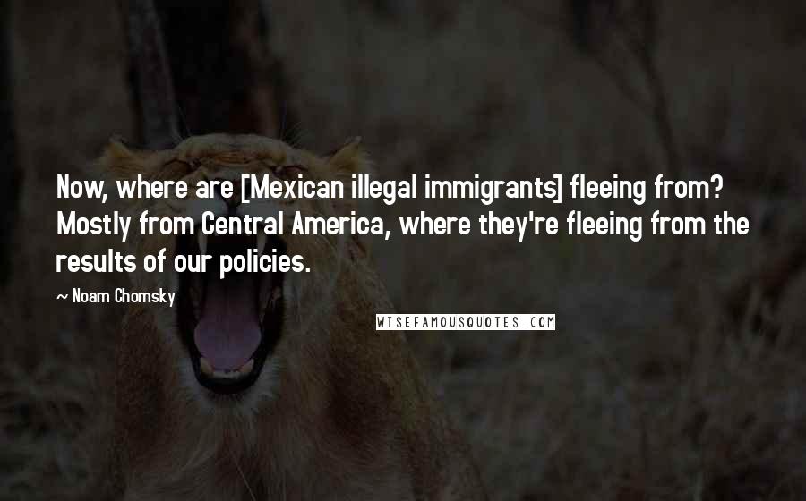 Noam Chomsky Quotes: Now, where are [Mexican illegal immigrants] fleeing from? Mostly from Central America, where they're fleeing from the results of our policies.