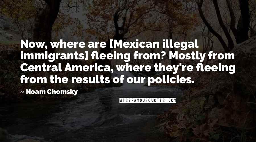 Noam Chomsky Quotes: Now, where are [Mexican illegal immigrants] fleeing from? Mostly from Central America, where they're fleeing from the results of our policies.