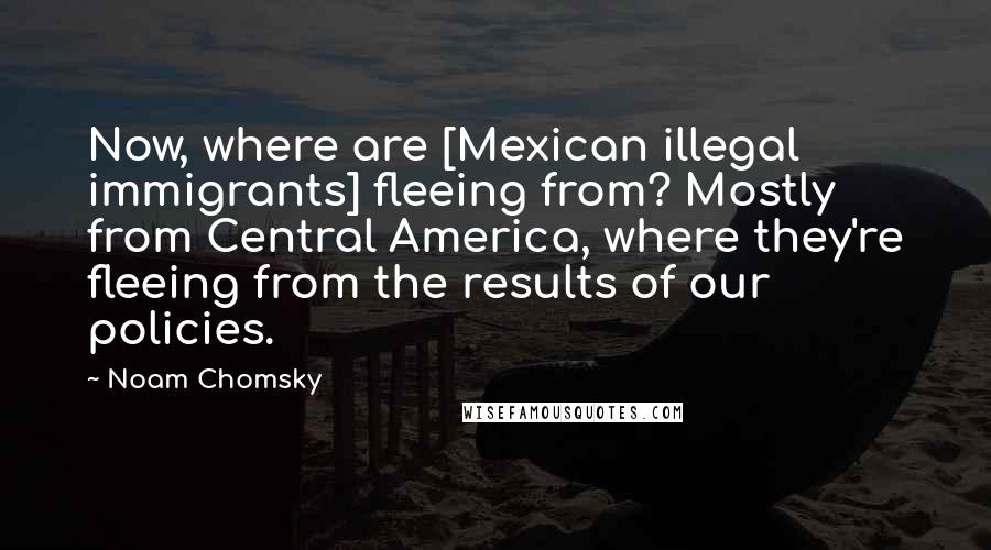 Noam Chomsky Quotes: Now, where are [Mexican illegal immigrants] fleeing from? Mostly from Central America, where they're fleeing from the results of our policies.