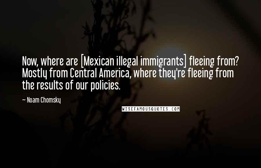 Noam Chomsky Quotes: Now, where are [Mexican illegal immigrants] fleeing from? Mostly from Central America, where they're fleeing from the results of our policies.