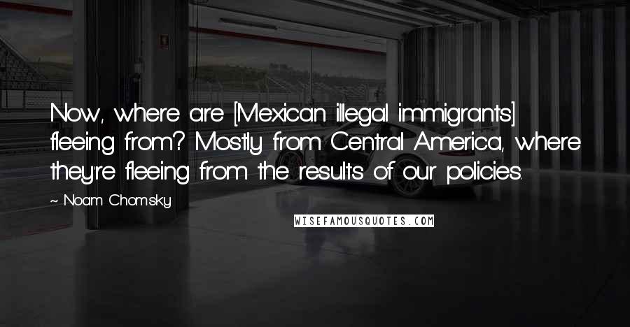 Noam Chomsky Quotes: Now, where are [Mexican illegal immigrants] fleeing from? Mostly from Central America, where they're fleeing from the results of our policies.