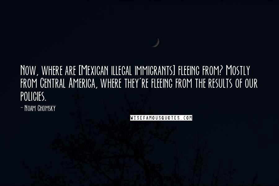 Noam Chomsky Quotes: Now, where are [Mexican illegal immigrants] fleeing from? Mostly from Central America, where they're fleeing from the results of our policies.