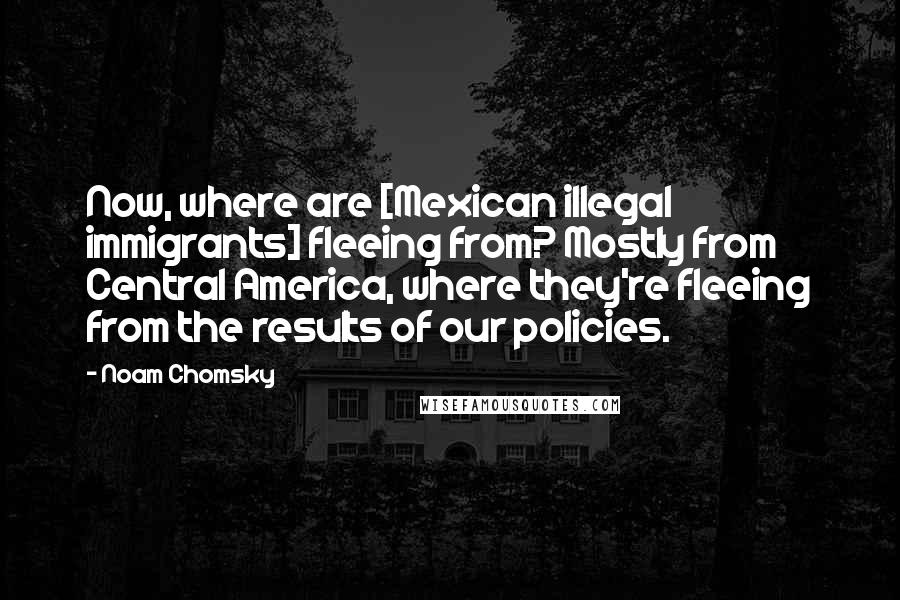 Noam Chomsky Quotes: Now, where are [Mexican illegal immigrants] fleeing from? Mostly from Central America, where they're fleeing from the results of our policies.