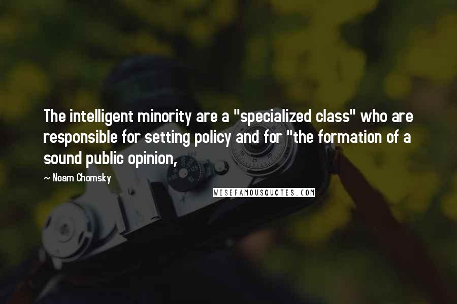Noam Chomsky Quotes: The intelligent minority are a "specialized class" who are responsible for setting policy and for "the formation of a sound public opinion,