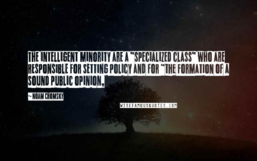 Noam Chomsky Quotes: The intelligent minority are a "specialized class" who are responsible for setting policy and for "the formation of a sound public opinion,