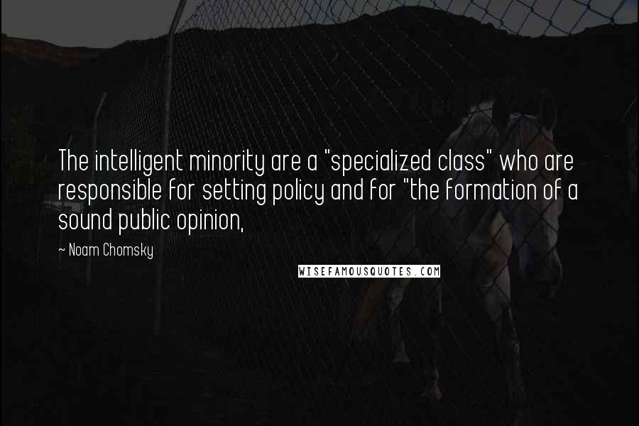 Noam Chomsky Quotes: The intelligent minority are a "specialized class" who are responsible for setting policy and for "the formation of a sound public opinion,