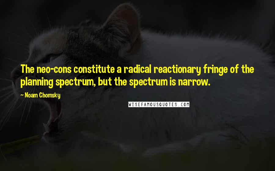 Noam Chomsky Quotes: The neo-cons constitute a radical reactionary fringe of the planning spectrum, but the spectrum is narrow.