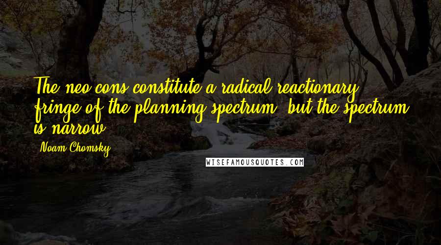 Noam Chomsky Quotes: The neo-cons constitute a radical reactionary fringe of the planning spectrum, but the spectrum is narrow.