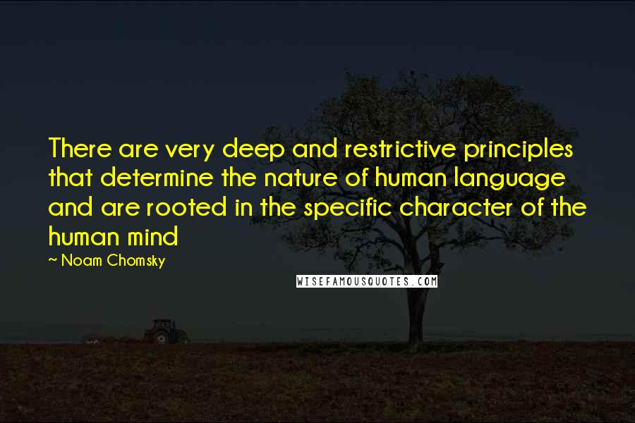 Noam Chomsky Quotes: There are very deep and restrictive principles that determine the nature of human language and are rooted in the specific character of the human mind