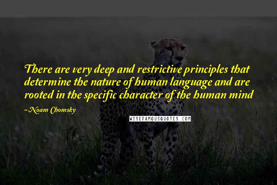 Noam Chomsky Quotes: There are very deep and restrictive principles that determine the nature of human language and are rooted in the specific character of the human mind