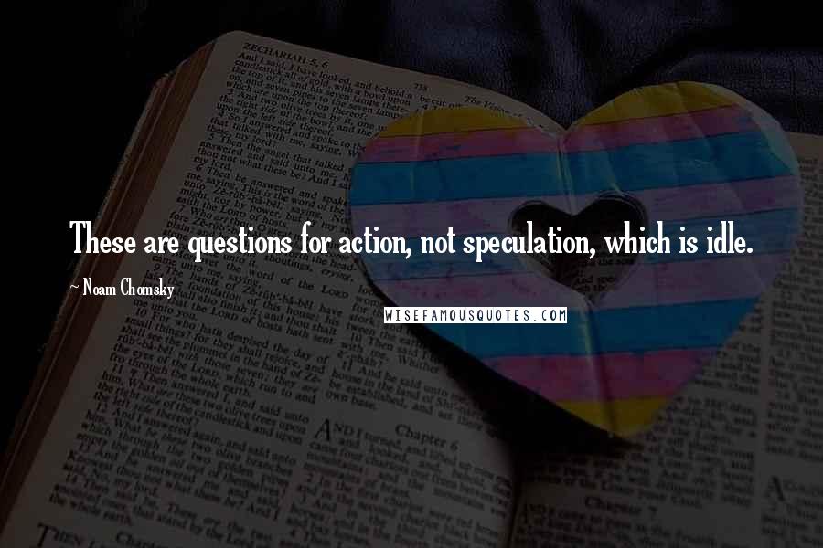 Noam Chomsky Quotes: These are questions for action, not speculation, which is idle.