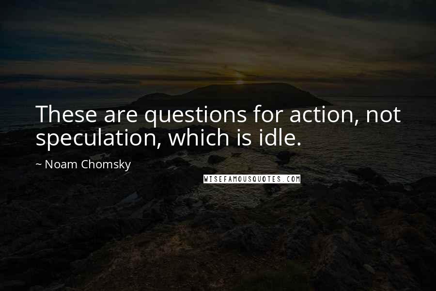 Noam Chomsky Quotes: These are questions for action, not speculation, which is idle.