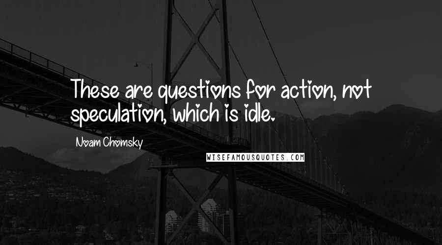 Noam Chomsky Quotes: These are questions for action, not speculation, which is idle.