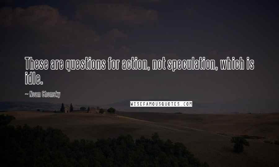 Noam Chomsky Quotes: These are questions for action, not speculation, which is idle.