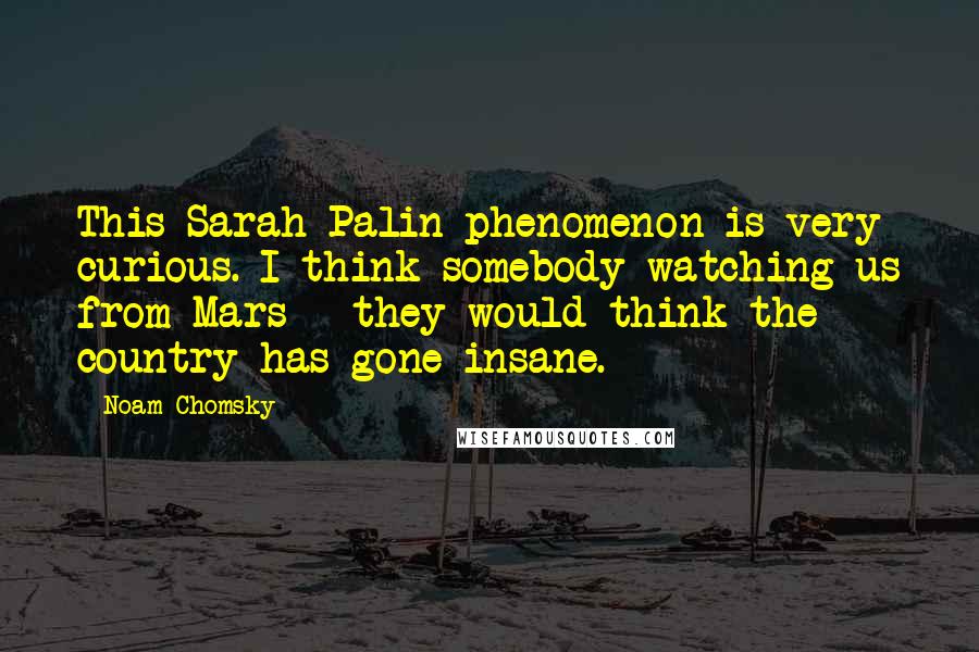 Noam Chomsky Quotes: This Sarah Palin phenomenon is very curious. I think somebody watching us from Mars - they would think the country has gone insane.