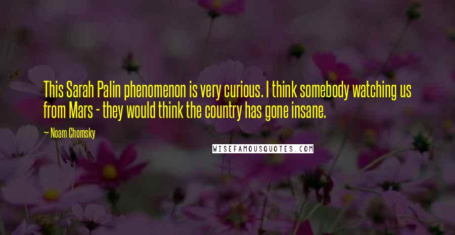 Noam Chomsky Quotes: This Sarah Palin phenomenon is very curious. I think somebody watching us from Mars - they would think the country has gone insane.