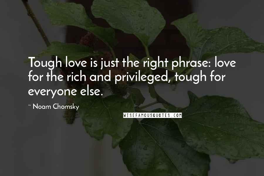 Noam Chomsky Quotes: Tough love is just the right phrase: love for the rich and privileged, tough for everyone else.