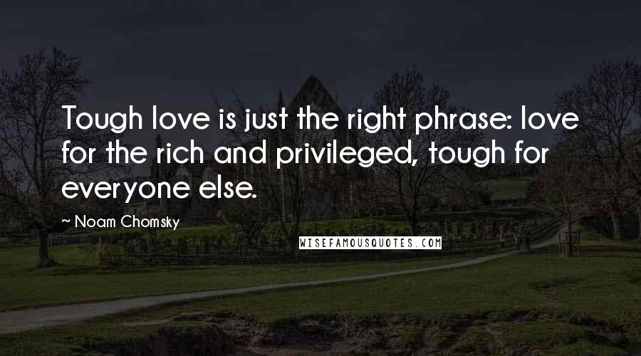 Noam Chomsky Quotes: Tough love is just the right phrase: love for the rich and privileged, tough for everyone else.