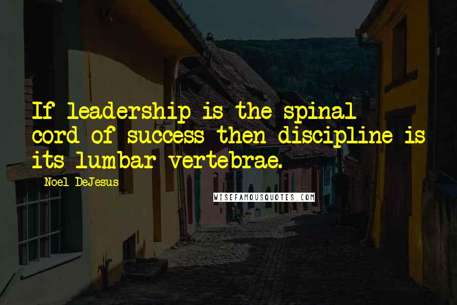 Noel DeJesus Quotes: If leadership is the spinal cord of success then discipline is its lumbar vertebrae.