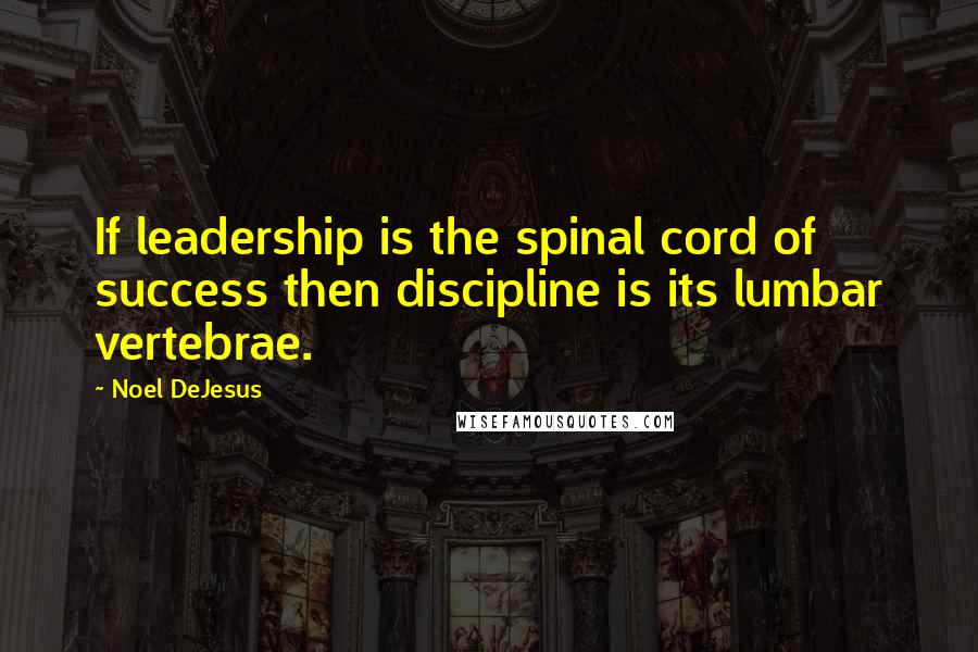 Noel DeJesus Quotes: If leadership is the spinal cord of success then discipline is its lumbar vertebrae.