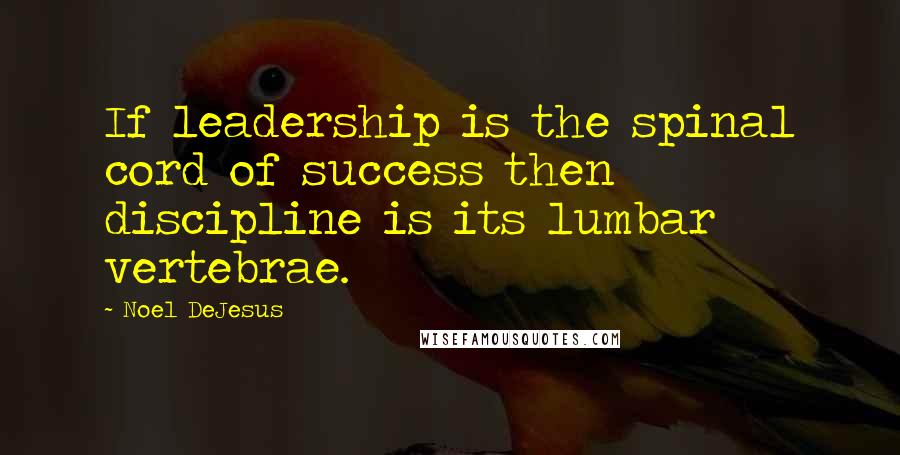 Noel DeJesus Quotes: If leadership is the spinal cord of success then discipline is its lumbar vertebrae.